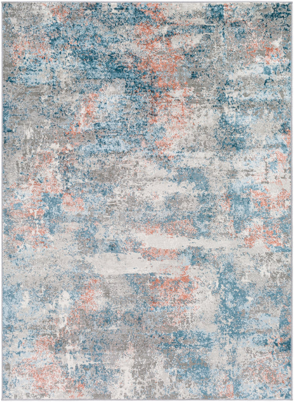 Enfield ENF-2313 Modern Polypropylene, Polyester Rug ENF2313-81012 Teal, Aqua, Burnt Orange, Coral, Medium Gray, Light Gray, Cream 60% Polypropylene, 40% Polyester 8'10" x 12'