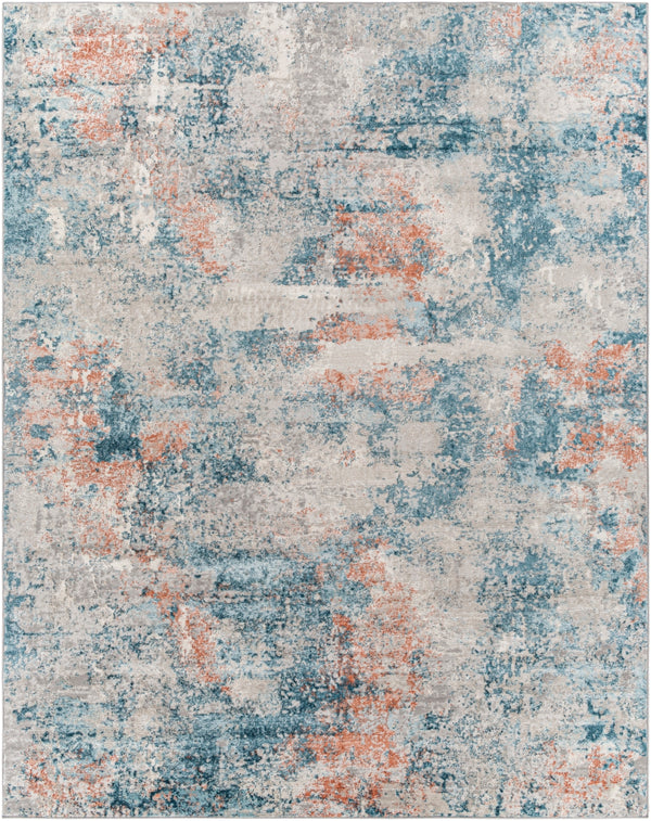 Enfield ENF-2313 Modern Polypropylene, Polyester Rug ENF2313-71010 Teal, Aqua, Burnt Orange, Coral, Medium Gray, Light Gray, Cream 60% Polypropylene, 40% Polyester 7'10" x 10'