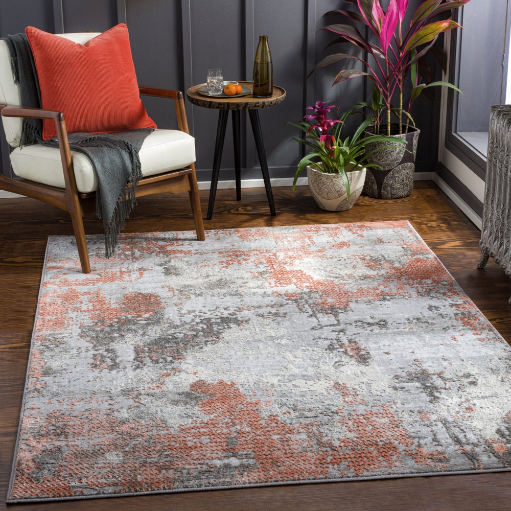 Enfield ENF-2319 Modern Polypropylene, Polyester Rug ENF2319-81012 Burnt Orange, Coral, Charcoal, Medium Gray, Light Gray, Cream 60% Polypropylene, 40% Polyester 8'10" x 12'
