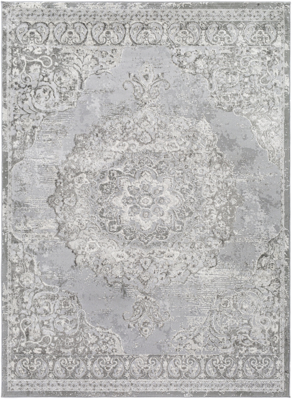 Enfield ENF-2323 Traditional Polypropylene, Polyester Rug ENF2323-81012 Charcoal, Medium Gray, Light Gray, Cream 60% Polypropylene, 40% Polyester 8'10" x 12'
