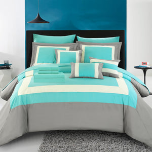 DUKE TURQUOISE KING 10PC COMFORTER SET