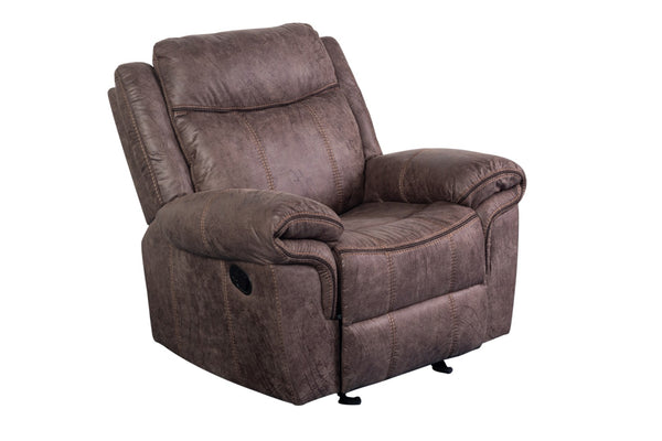Porter Designs Carrizo Leather-Look Fabric Contemporary Recliner Brown 03-180C-03-7621