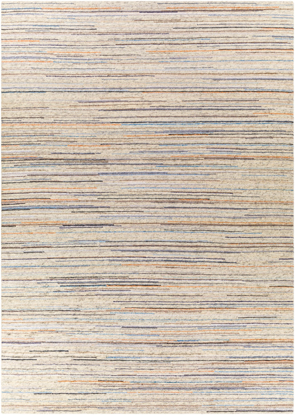Enlightenment ENL-1000 Modern Wool, Viscose Rug ENL1000-811 Ivory, Black, Dark Brown, Denim, Burnt Orange, Charcoal, Sky Blue 70% Wool, 30% Viscose 8' x 11'