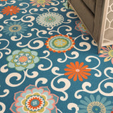 Nourison Waverly Sun N' Shade SND84 Outdoor Machine Made Power-loomed Indoor/outdoor Area Rug Blue/Multicolor 10' x 13' 99446765451
