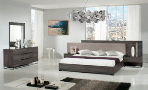 VIG Furniture Nova Domus Enzo Italian Modern Grey Oak & Fabric Bed w/ Nightstands VGACENZO-BED