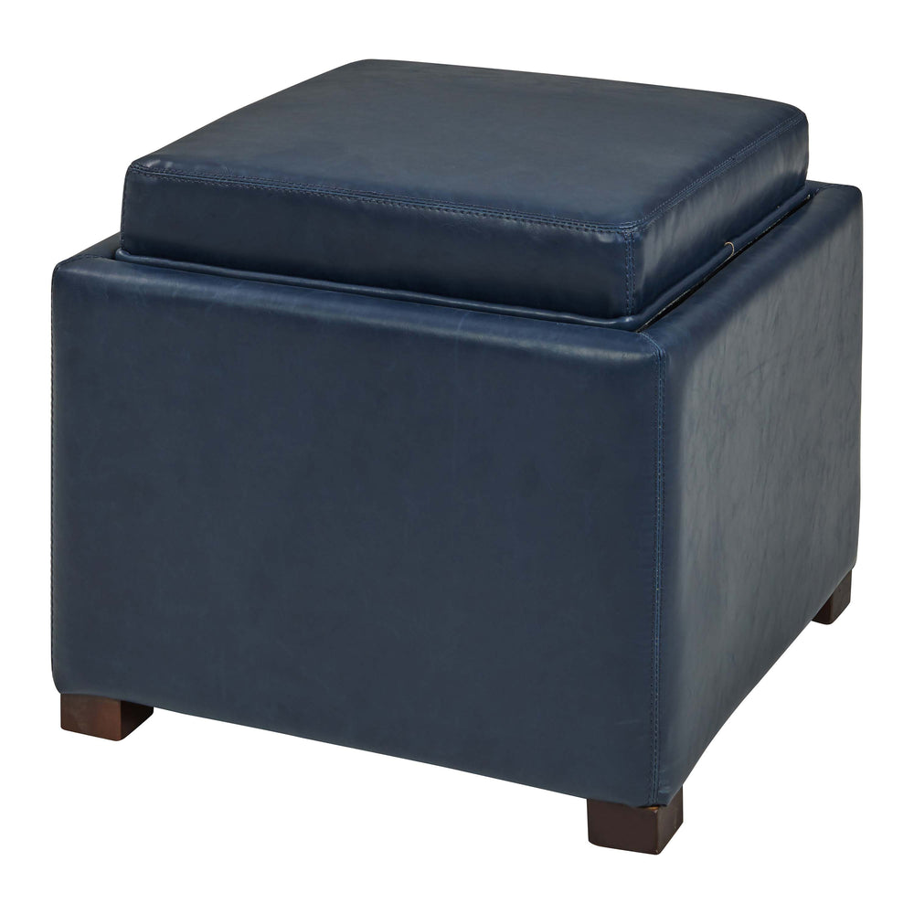 Cameron Square Bonded Leather Storage Ottoman - Stylish, Durable & Versatile Seating with Hidden Storage