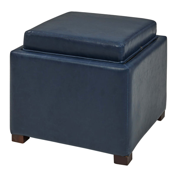Cameron Square Bonded Leather Storage Ottoman - Stylish, Durable & Versatile Seating with Hidden Storage