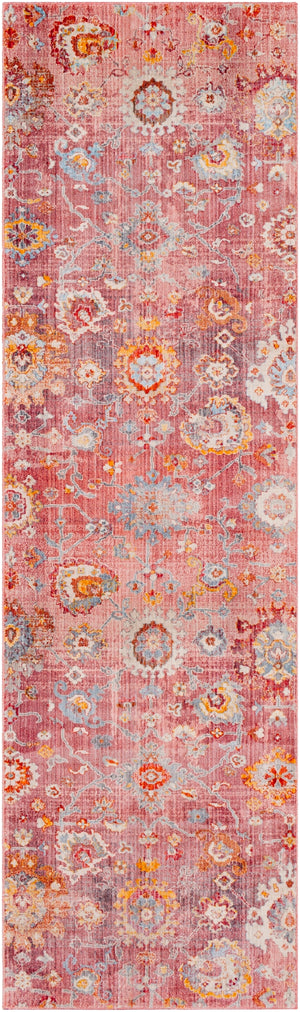Ephesians EPC-2301 Traditional Polyester Rug EPC2301-279 Pale Pink, Rose, Saffron, Burnt Orange, Medium Gray, Silver Gray, Aqua, Cream, Beige, Black 100% Polyester 2'7" x 9'