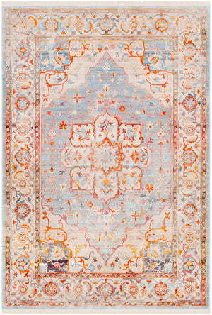 Ephesians EPC-2303 Traditional Polyester Rug EPC2303-91210 Burnt Orange, Saffron, Rose, Cream, Beige, Medium Gray, Silver Gray, Pale Pink, Black 100% Polyester 9' x 12'10"