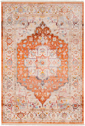 Ephesians EPC-2304 Traditional Polyester Rug EPC2304-91210 Burnt Orange, Pale Pink, Medium Gray, Cream, Beige, Aqua, Silver Gray, Saffron, Camel 100% Polyester 9' x 12'10"