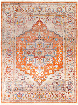 Ephesians EPC-2304 Traditional Polyester Rug EPC2304-710103 Burnt Orange, Pale Pink, Medium Gray, Cream, Beige, Aqua, Silver Gray, Saffron, Camel 100% Polyester 7'10" x 10'2"