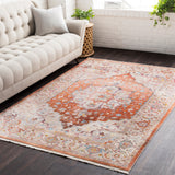 Ephesians EPC-2304 Traditional Polyester Rug EPC2304-91210 Burnt Orange, Pale Pink, Medium Gray, Cream, Beige, Aqua, Silver Gray, Saffron, Camel 100% Polyester 9' x 12'10"