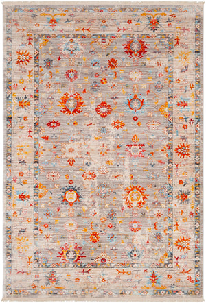 Ephesians EPC-2307 Traditional Polyester Rug EPC2307-91210 Saffron, Burnt Orange, Medium Gray, Silver Gray, Beige, Cream, Pale Pink, Rose, Aqua, Black 100% Polyester 9' x 12'10"