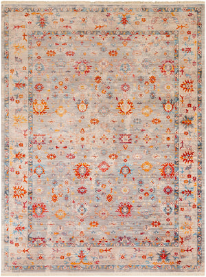 Ephesians EPC-2307 Traditional Polyester Rug EPC2307-710103 Saffron, Burnt Orange, Medium Gray, Silver Gray, Beige, Cream, Pale Pink, Rose, Aqua, Black 100% Polyester 7'10" x 10'2"