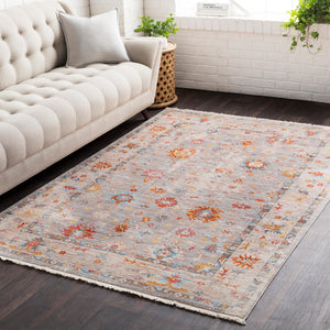 Ephesians EPC-2307 Traditional Polyester Rug EPC2307-91210 Saffron, Burnt Orange, Medium Gray, Silver Gray, Beige, Cream, Pale Pink, Rose, Aqua, Black 100% Polyester 9' x 12'10"