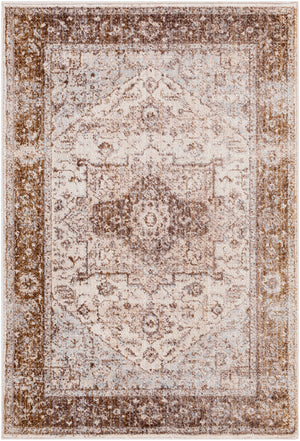 Ephesians EPC-2313 Traditional Polyester Rug EPC2313-91210 Dark Brown, Pale Pink, Beige, Medium Gray, Silver Gray, Aqua 100% Polyester 9' x 12'10"