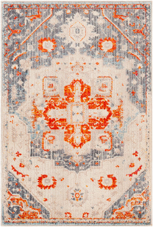 Ephesians EPC-2314 Traditional Polyester Rug EPC2314-91210 Burnt Orange, Bright Red, Aqua, Rose, Saffron, Cream, Beige, Medium Gray, Silver Gray, Black 100% Polyester 9' x 12'10"