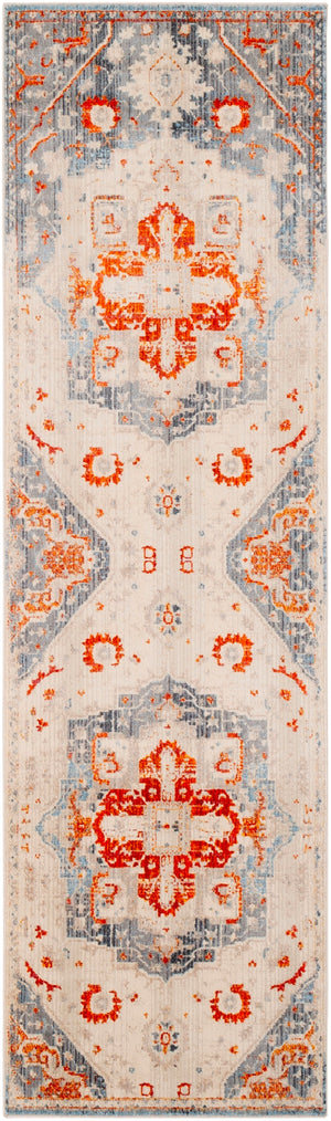 Ephesians EPC-2314 Traditional Polyester Rug EPC2314-279 Burnt Orange, Bright Red, Aqua, Rose, Saffron, Cream, Beige, Medium Gray, Silver Gray, Black 100% Polyester 2'7" x 9'