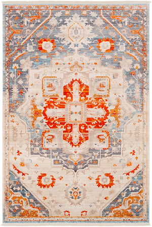 Ephesians EPC-2314 Traditional Polyester Rug EPC2314-579 Burnt Orange, Bright Red, Aqua, Rose, Saffron, Cream, Beige, Medium Gray, Silver Gray, Black 100% Polyester 5' x 7'9"