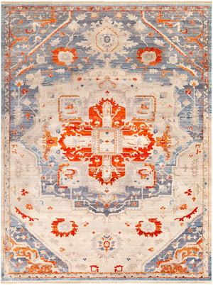 Ephesians EPC-2314 Traditional Polyester Rug EPC2314-710103 Burnt Orange, Bright Red, Aqua, Rose, Saffron, Cream, Beige, Medium Gray, Silver Gray, Black 100% Polyester 7'10" x 10'2"