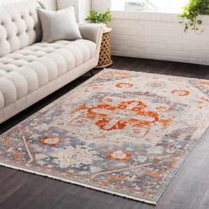 Ephesians EPC-2314 Traditional Polyester Rug EPC2314-91210 Burnt Orange, Bright Red, Aqua, Rose, Saffron, Cream, Beige, Medium Gray, Silver Gray, Black 100% Polyester 9' x 12'10"