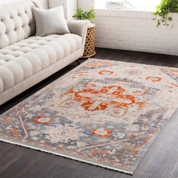 Ephesians EPC-2314 Traditional Polyester Rug EPC2314-91210 Burnt Orange, Bright Red, Aqua, Rose, Saffron, Cream, Beige, Medium Gray, Silver Gray, Black 100% Polyester 9' x 12'10"