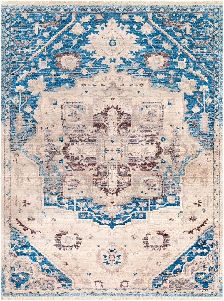 Ephesians EPC-2315 Traditional Polyester Rug EPC2315-710103 Sky Blue, Cream, Beige, Burnt Orange, Bright Red 100% Polyester 7'10" x 10'2"