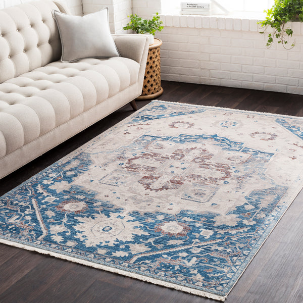 Ephesians EPC-2315 Traditional Polyester Rug EPC2315-91210 Sky Blue, Cream, Beige, Burnt Orange, Bright Red 100% Polyester 9' x 12'10"