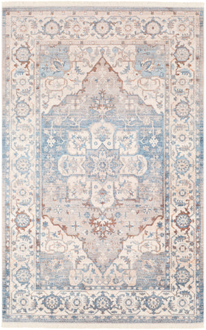 Ephesians EPC-2317 Traditional Polyester Rug EPC2317-91210 Sky Blue, Beige, Medium Gray, Silver Gray, Wheat, Tan, Camel, Aqua 100% Polyester 9' x 12'10"