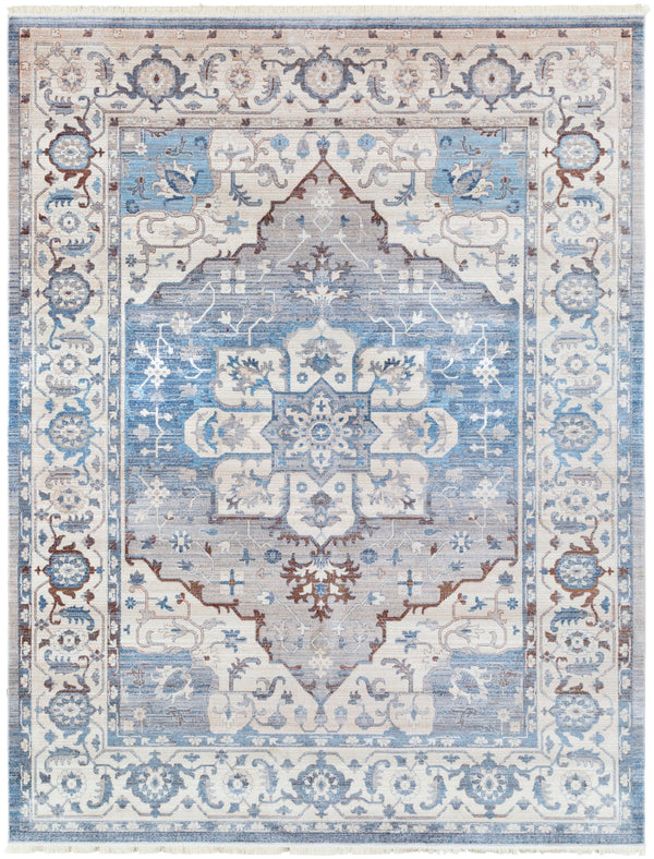 Ephesians EPC-2317 Traditional Polyester Rug EPC2317-710103 Sky Blue, Beige, Medium Gray, Silver Gray, Wheat, Tan, Camel, Aqua 100% Polyester 7'10" x 10'2"
