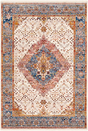 Ephesians EPC-2334 Traditional Polyester Rug EPC2334-81013 Dark Blue, Denim, Burnt Orange, Saffron, Taupe, Olive, Beige, Cream, Medium Gray 100% Polyester 8'10" x 13'