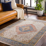 Ephesians EPC-2334 Traditional Polyester Rug EPC2334-81013 Dark Blue, Denim, Burnt Orange, Saffron, Taupe, Olive, Beige, Cream, Medium Gray 100% Polyester 8'10" x 13'