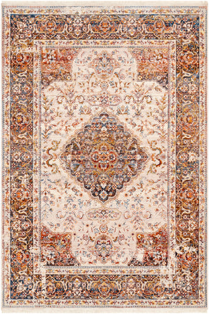 Ephesians EPC-2336 Traditional Polyester Rug EPC2336-81013 Taupe, Dark Blue, Burnt Orange, Saffron, Medium Gray, Beige, Cream, Olive 100% Polyester 8'10" x 13'