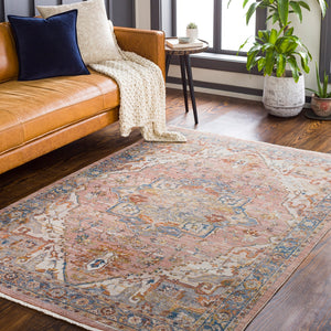 Ephesians EPC-2338 Traditional Polyester Rug EPC2338-81013 Dark Blue, Denim, Burnt Orange, Peach, Saffron, Medium Gray, Beige, Cream 100% Polyester 8'10" x 13'