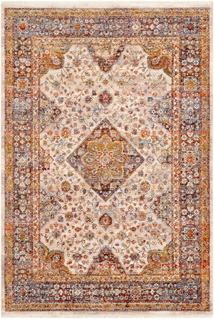 Ephesians EPC-2342 Traditional Polyester Rug EPC2342-81013 Taupe, Dark Blue, Burnt Orange, Olive, Saffron, Medium Gray, Beige, Cream 100% Polyester 8'10" x 13'