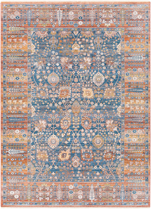Ephesians EPC-2347 Traditional Polyester Rug EPC2347-81013 Dark Blue, Denim, Burnt Orange, Saffron, Olive, Medium Gray, Beige, Cream 100% Polyester 8'10" x 13'