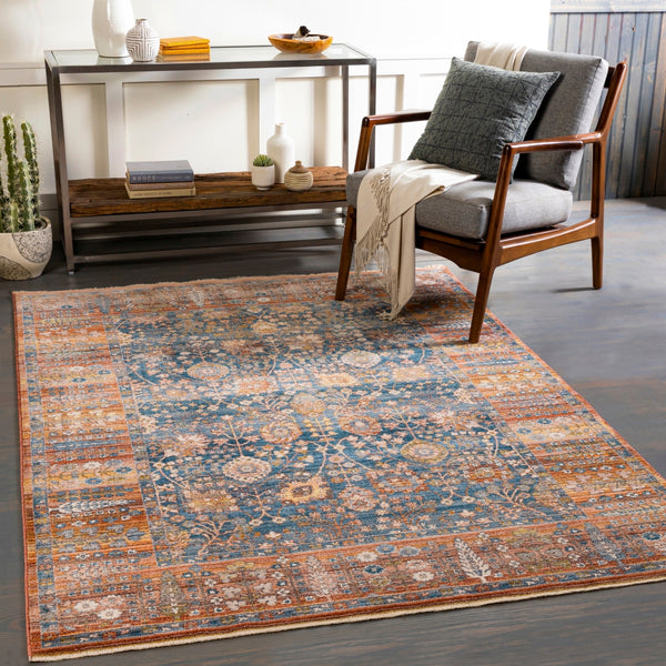 Ephesians EPC-2347 Traditional Polyester Rug EPC2347-81013 Dark Blue, Denim, Burnt Orange, Saffron, Olive, Medium Gray, Beige, Cream 100% Polyester 8'10" x 13'