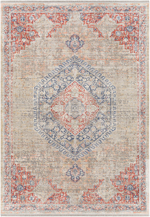 Eclipse EPE-2302 Traditional Polyester Rug EPE2302-9123 Denim, Burnt Orange, Peach, Taupe, Beige, Cream, Medium Gray 100% Polyester 9' x 12'3"