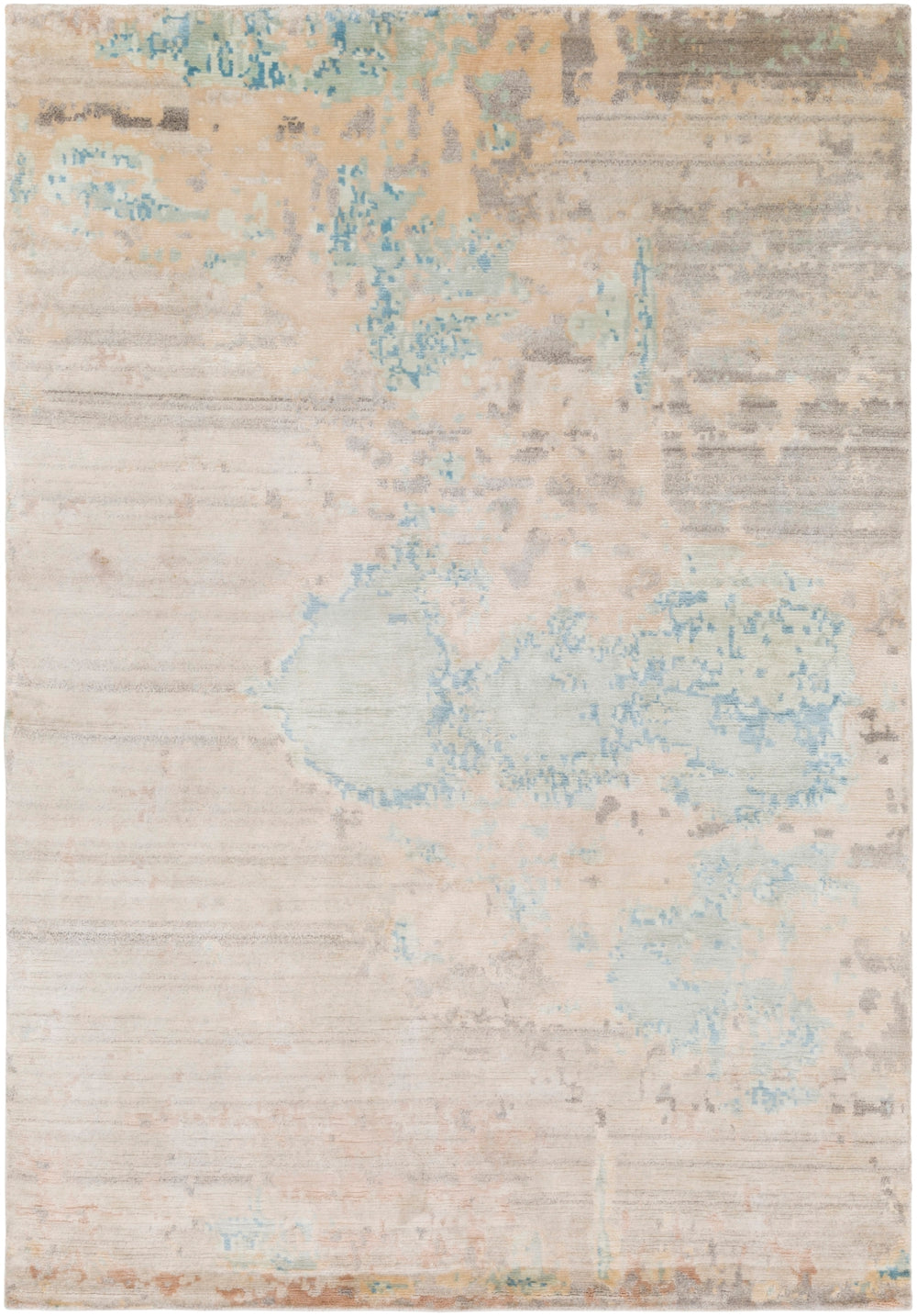 Ephemeral EPH-1000 Modern Viscose, Wool Rug EPH1000-913 Sky Blue, Seafoam, Butter, Beige, Charcoal, Cream 50% Viscose, 50% Wool 9' x 13'