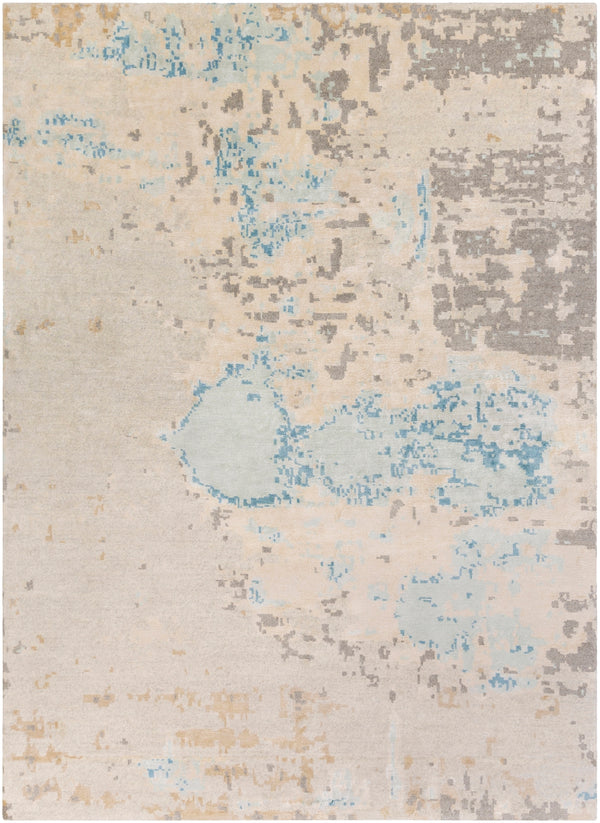 Ephemeral EPH-1000 Modern Viscose, Wool Rug EPH1000-811 Sky Blue, Seafoam, Butter, Beige, Charcoal, Cream 50% Viscose, 50% Wool 8' x 11'