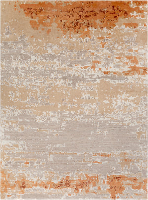 Ephemeral EPH-1001 Modern Viscose, Wool Rug EPH1001-811 Burnt Orange, Peach, Wheat, Light Gray, Bright Yellow, Cream 50% Viscose, 50% Wool 8' x 11'