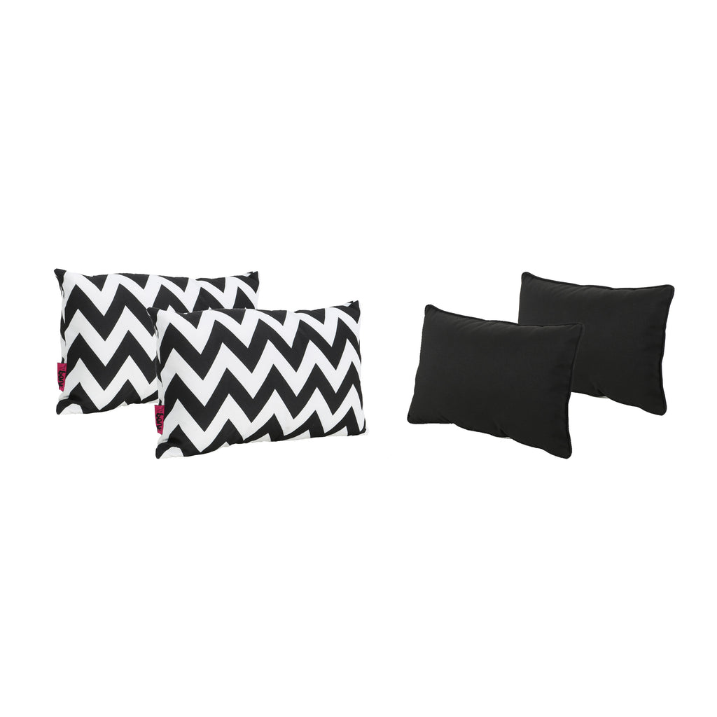 Marisol Outdoor Black Solid and Black and White Chevron Water