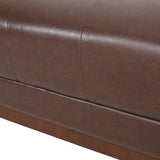 Raintree Mid Century Modern Faux Leather Tufted 3 Seater Sofa, Dark Brown and Espresso Noble House