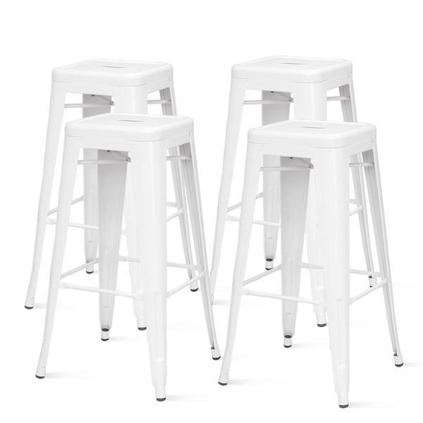 Metropolis Metal Backless Counter Stool Set of 4 - Stylish, Stackable, Durable for Home & Patio