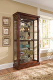 Pulaski Furniture Lighted Sliding Door 5 Shelf Curio Cabinet in Cherry Brown 20485-PULASKI 20485-PULASKI