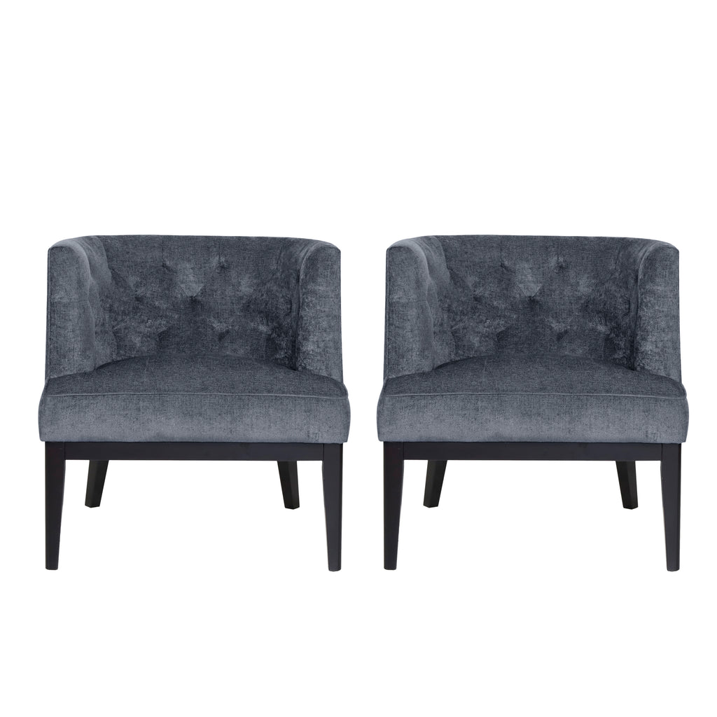 Clough Contemporary Fabric Tufted Accent Chairs, Charcoal and Dark Brown Noble House