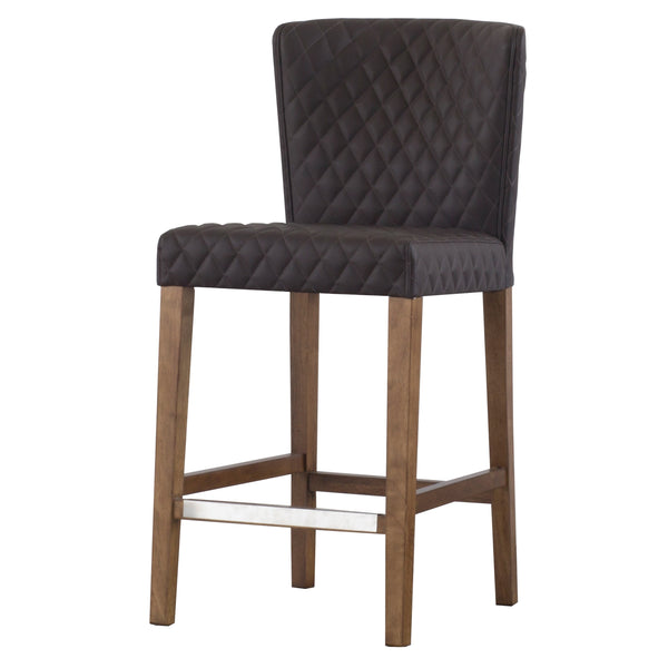 Albie Diamond Stitching Leatherette Counter Stool Danburry Gray
