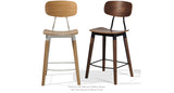 Esedra Stools Set: Esedra Counter and One White Natural and One Black Walnut Finish
