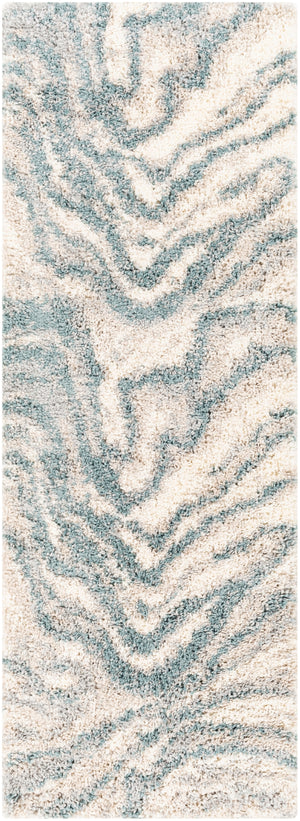 Eskimo Shag ESG-2305 Modern Polypropylene Rug ESG2305-2773 Aqua, Light Gray, Beige, Cream 100% Polypropylene 2'7" x 7'3"