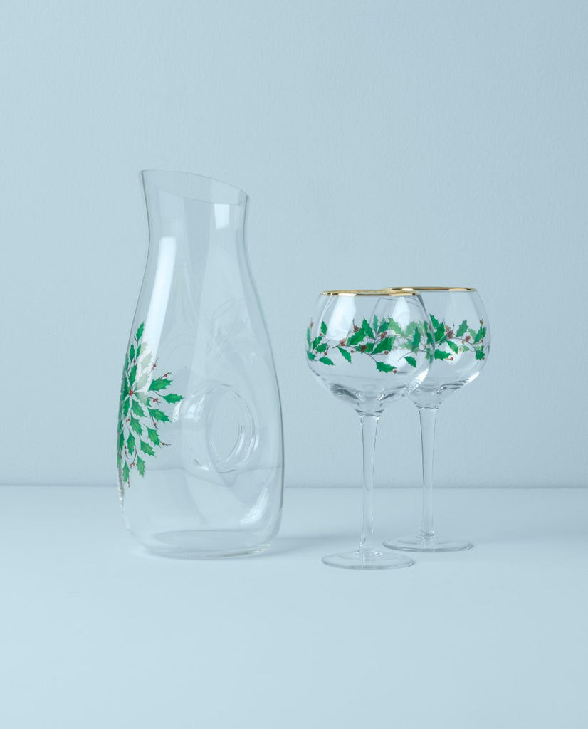 Holiday 3-Piece Decanter & Wine Glasses Set – English Elm